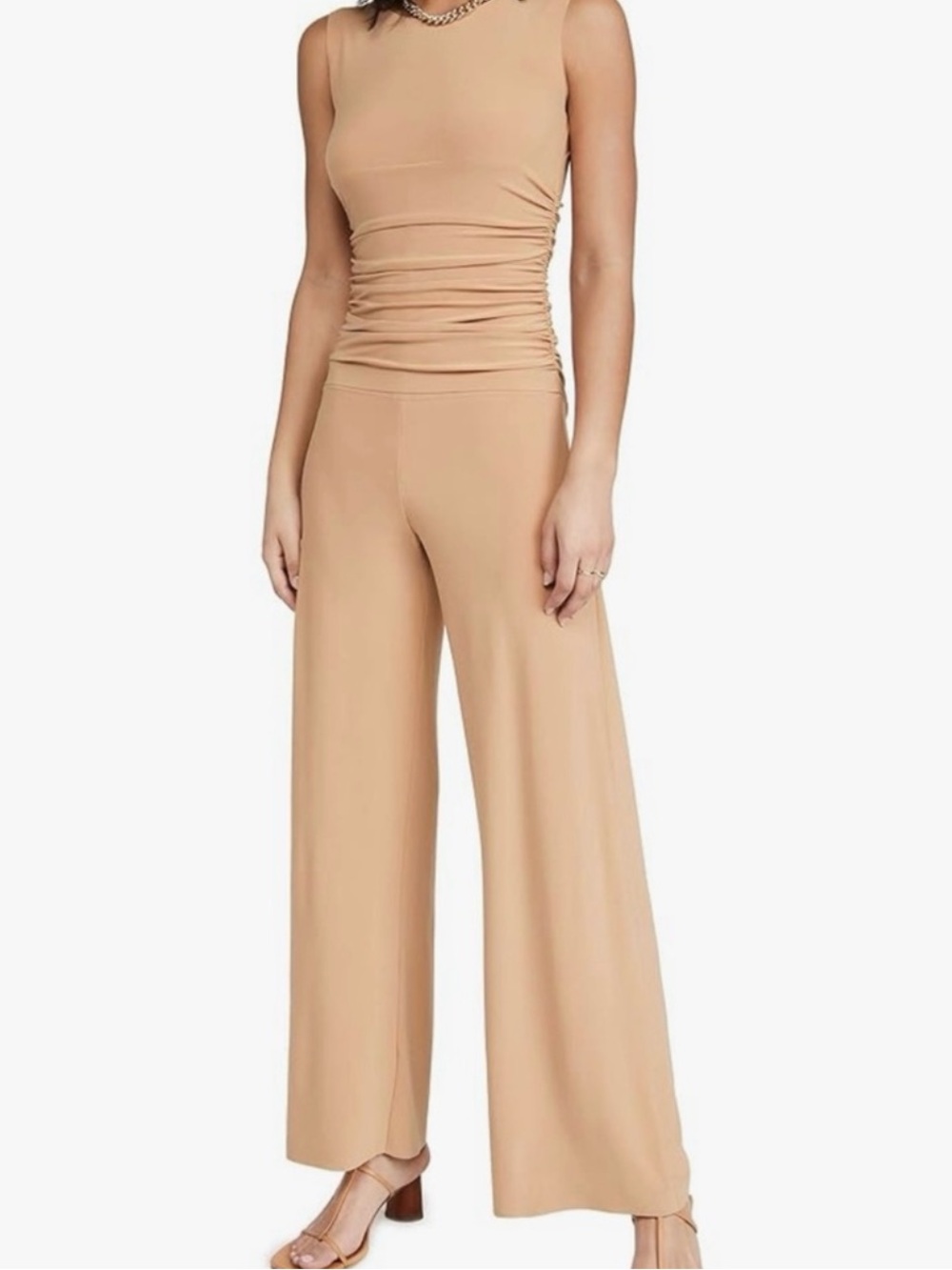 Norma Kamali Wide Leg Shirred Ruched Waist Jumpsuit *Worn Once!